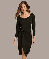 Donna Karan New York Women's Round-Neck Drape-Front Dress