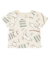 Harry Potter Baby Boys Hermione Hedwig Ron Weasley French Terry Short Overalls T-Shirt & Hat 3 Piece Outfit Newborn to