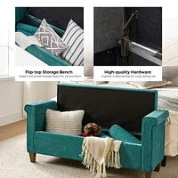 Amelia Traditional 54" Wide Storage Bench with Two Round Pillows