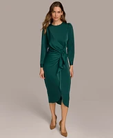 Donna Karan New York Women's Jewel-Neck Ruffle-Front Dress