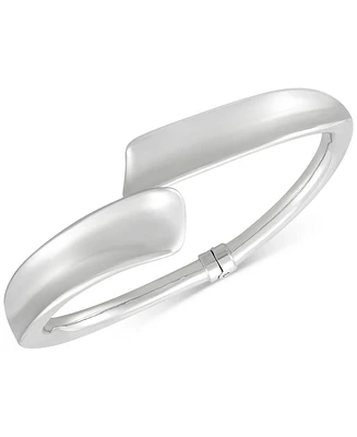 Italian Silver Flared Edge Bypass Bangle Bracelet in Sterling Silver