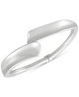 Italian Silver Flared Edge Bypass Bangle Bracelet in Sterling Silver