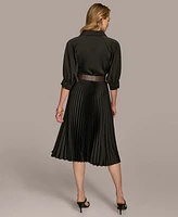 Donna Karan New York Women's Belted Pleat-Skirt A-Line Dress