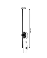 Jonathan Y Anton 27.25" 1-Light Modern Minimalist Iron Adjustable Bar Integrated Led Plug-In Sconce