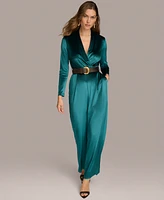 Donna Karan New York Women's Belted Velvet Jumpsuit