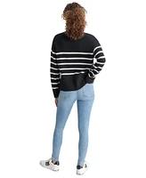 Dkny Jeans Petite Half-Zip Striped Long-Sleeve Sweater