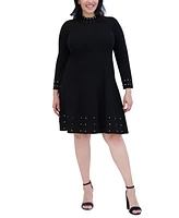 Vince Camuto Plus Studded Mock-Neck Dress