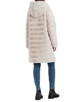 Jones New York Women's Grooved Faux-Fur Hooded Coat