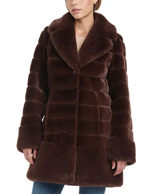 Jones New York Women's Faux-Fur Notched Collar Coat