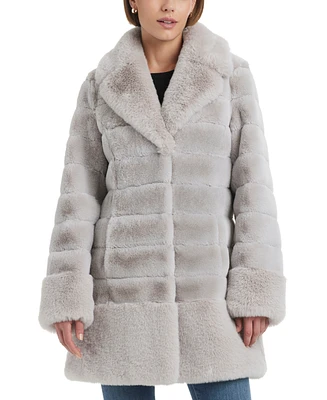 Jones New York Women's Faux-Fur Notched Collar Coat