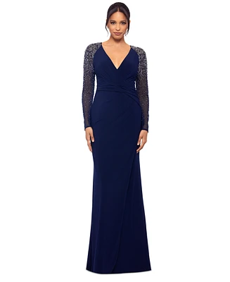 Betsy & Adam Women's Embellished Twist-Front Gown