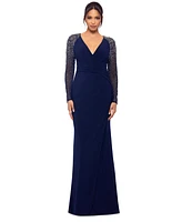 Betsy & Adam Women's Embellished Twist-Front Gown