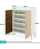 Tribesigns Large Shoe Cabinet with Doors, 6-Tier Entryway Storage Shelves, 30 Pairs Modern Shoes Rack Organizer for Hallway, Closet,