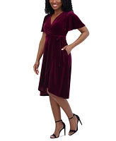 Jessica Howard Petite Velvet Faux-Wrap Midi Dress