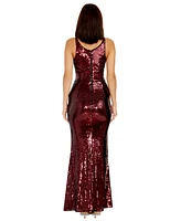 Dress the Population Women's Iris Sequined Side-Slit Gown