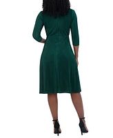 Jessica Howard Petite Twist-Front 3/4-Sleeve Midi Dress