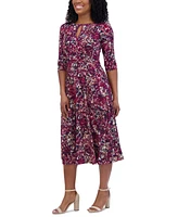 Jessica Howard Petite Printed Keyhole Midi Dress