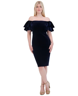 Eliza J Women's Velvet Off-The-Shoulder Dress