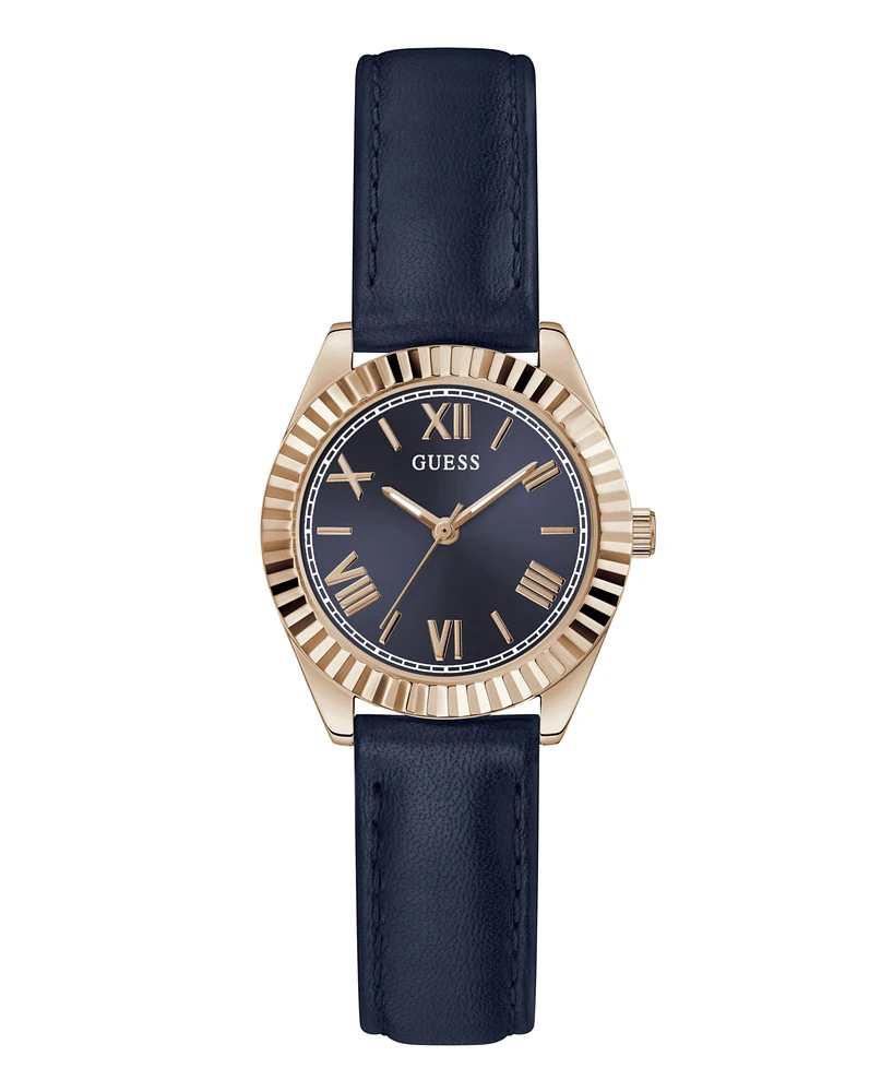 Guess Women's Analog Blue Genuine Leather Watch 30mm