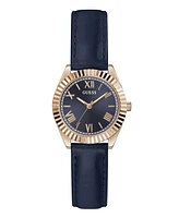 Guess Women's Analog Blue Genuine Leather Watch 30mm