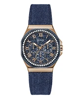 Guess Women's Multi-Function Blue Denim Watch 36mm