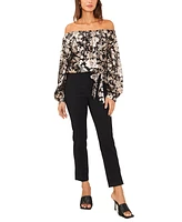 Msk Petite Metallic Floral Print Off-The-Shoulder Top