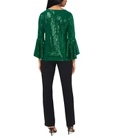 Msk Petite Sequined Bell-Sleeve Top