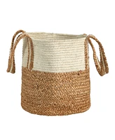 Slickblue 14" Boho Chic Basket Natural Cotton and Jute with Handles