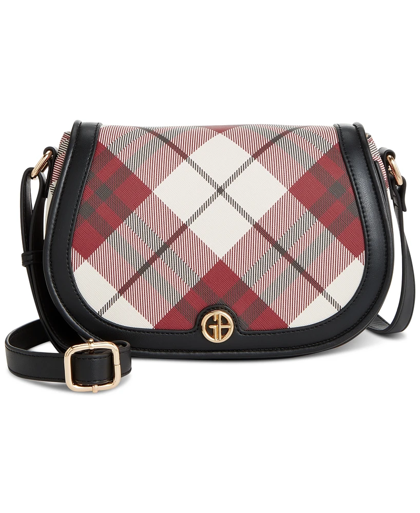 Giani Bernini Plaid Saffiano Saddle Small Crossbody, Created for Macy's