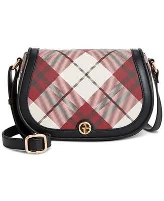 Giani Bernini Plaid Saffiano Saddle Small Crossbody, Created for Macy's