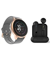 iTouch Sport 4 Unisex Silicone Strap Smartwatch 43.2mm with Wireless Earbuds Bundle Set