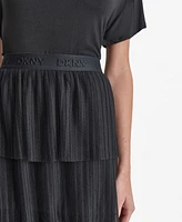 Dkny Women's Logo-Waistband Tiered Plisse Skirt