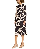 Maggy London Women's Printed Asymmetric Ruched Dress