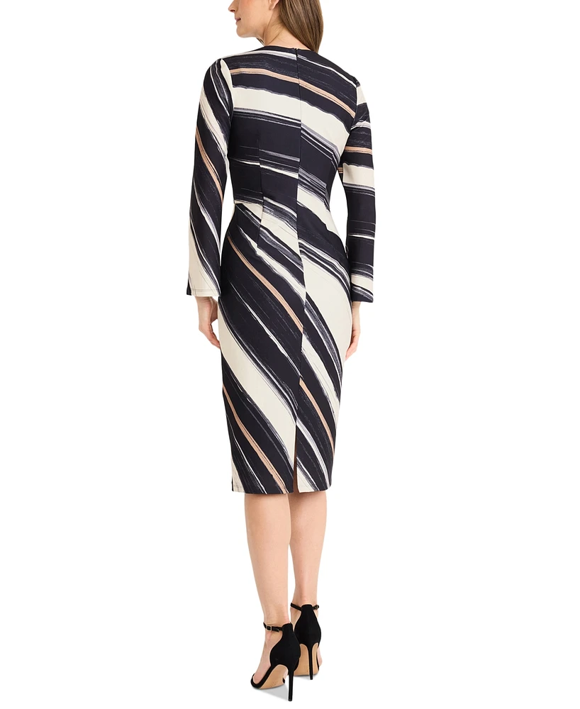 Maggy London Women's Printed Bell-Sleeve Sheath Dress