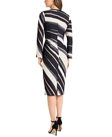 Maggy London Women's Printed Bell-Sleeve Sheath Dress