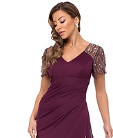 Xscape Beaded-Sleeve Gown