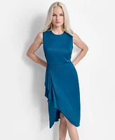 Dkny Women's Side-Ruffle Jewel-Neck Midi Dress