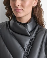 Dkny Women's Faux-Leather Zip-Front Puffer Vest