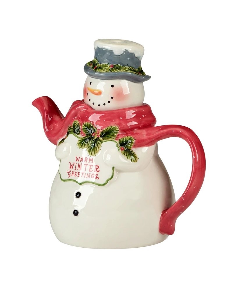 Certified International Snowman Greetings 3D Santa Teapot