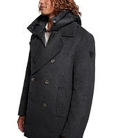 Guess Men's Peacoat with Removable Nylon Hooded Inset