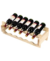 Skonyon 36 Bottles Stackable Wooden Wobble-Free Modular Wine Rack