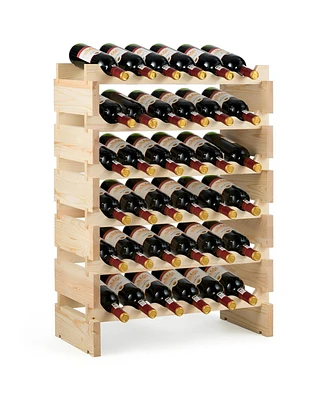 Skonyon 36 Bottles Stackable Wooden Wobble-Free Modular Wine Rack