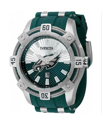 Invicta Men's 42060 Nfl Philadelphia Eagles Quartz 3 Hand White, Silver, Green Dial Watch