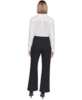 Karl Lagerfeld Paris Faux-Zipper Mid-Rise Straight-Leg Ponte Pants