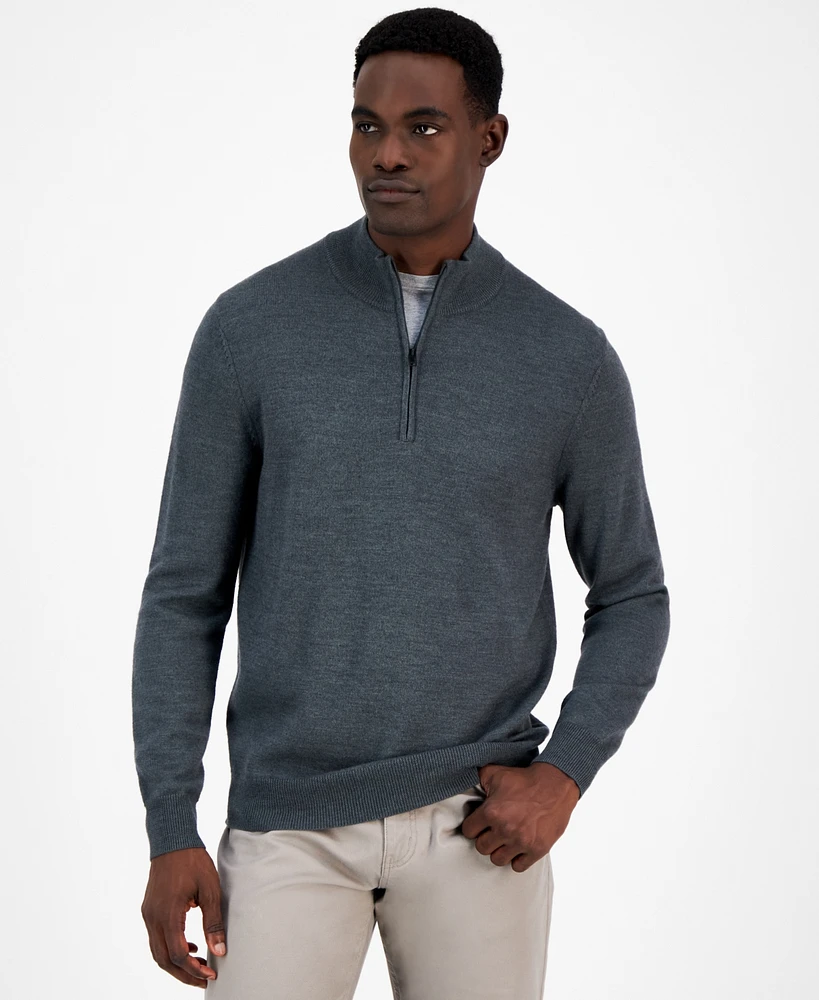 Alfani Men's Long-Sleeve Half-Zip Merino Sweater, Created for Macy's