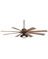 70" Defender Modern Industrial Outdoor Ceiling Fan with Led Light Remote Control Oil Rubbed Bronze Brown Koa Damp Rated for Patio Exterior House Home