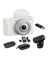 Sony Zv-1F Vlog Camera (White) With Vlogger Shotgun Microphone and Accessories