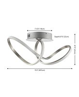 Jonathan Y Chantelle 19.5" 1-Light Modern Minimalist Aluminum Loop Integrated Led Semi Flush Mount