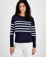 Nautica Jeans Women's Cotton Sequinned Stripe Top