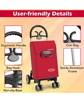 Skonyon Folding Shopping Cart Utility Hand Truck with Rolling Swivel Wheels